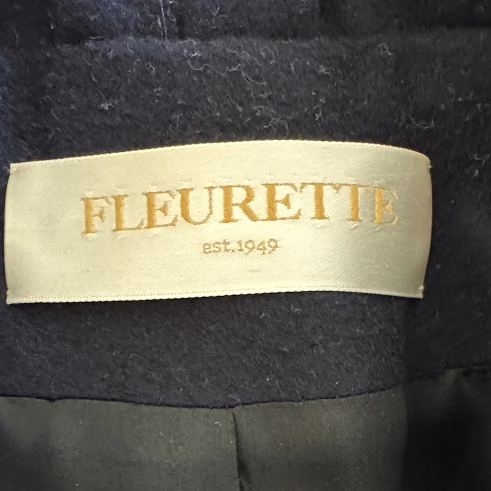 Elegant Navy Fleurette Wool Coat for Women - Picture 3 of 5